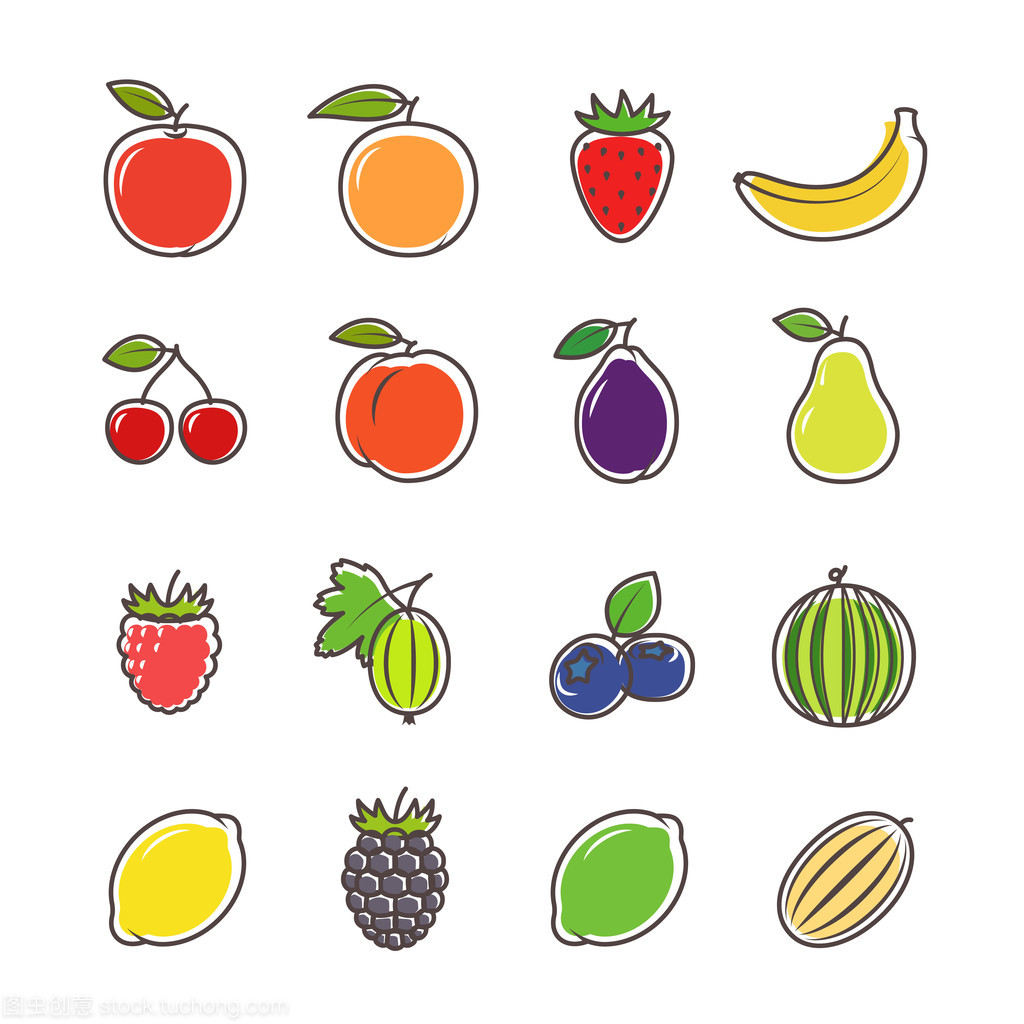 水果和浆果线图标